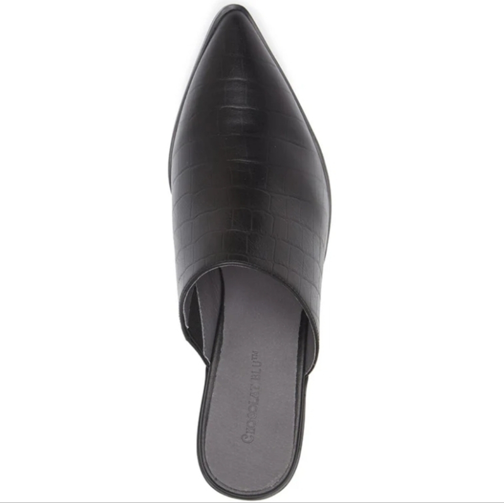 New Chocolat Blu Black Textured Cellia Croco Mules 6, 7.5 - Picture 4 of 9